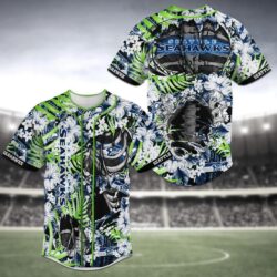 Seattle Seahawks NFL Baseball Jersey Shirt Skeleton