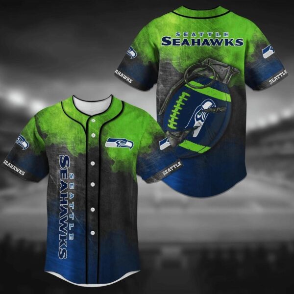 Seattle Seahawks NFL Baseball Jersey Shirt Unique Grenade Design