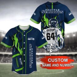 Seattle Seahawks NFL Custom Name Baseball Jersey Shirt