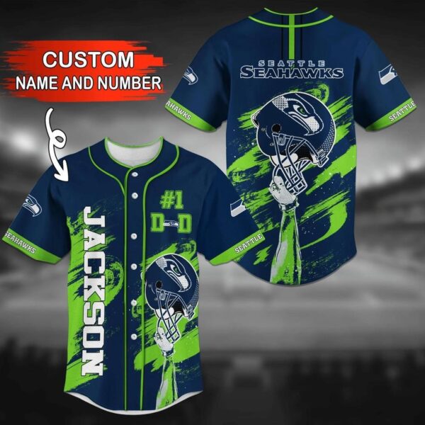 Seattle Seahawks NFL Custom Name Custom Name Baseball Jersey Shirt