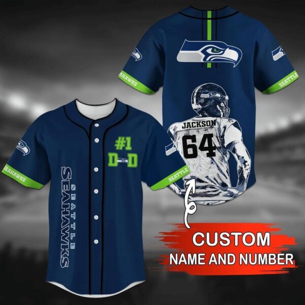 Seattle Seahawks NFL Fan Baseball Jersey Shirt with Custom Name