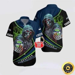 Seattle Seahawks Phantom Reaper Customizable Hawaiian Shirt