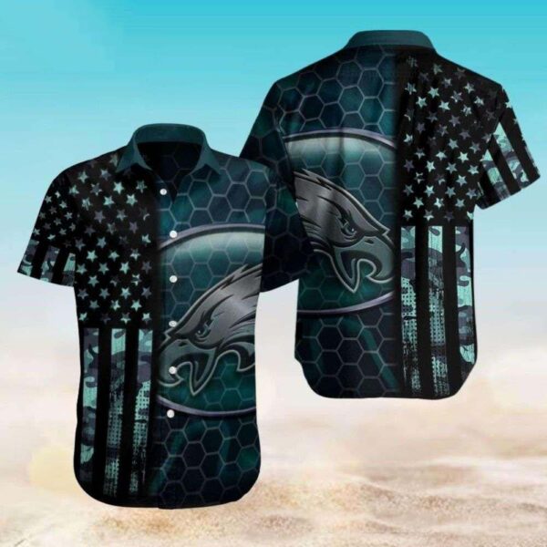 Seattle Seahawks Swooping Eagle Hex Grid Custom Hawaiian Shirt