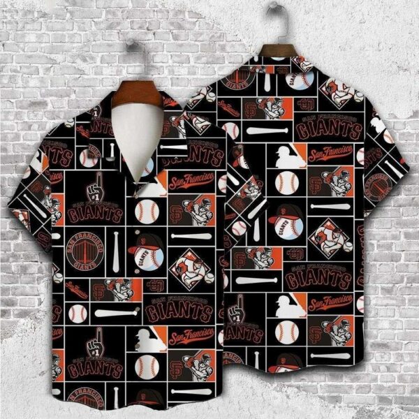 SF Giants Baseball Motifs Tropical Hawaiian Shirt