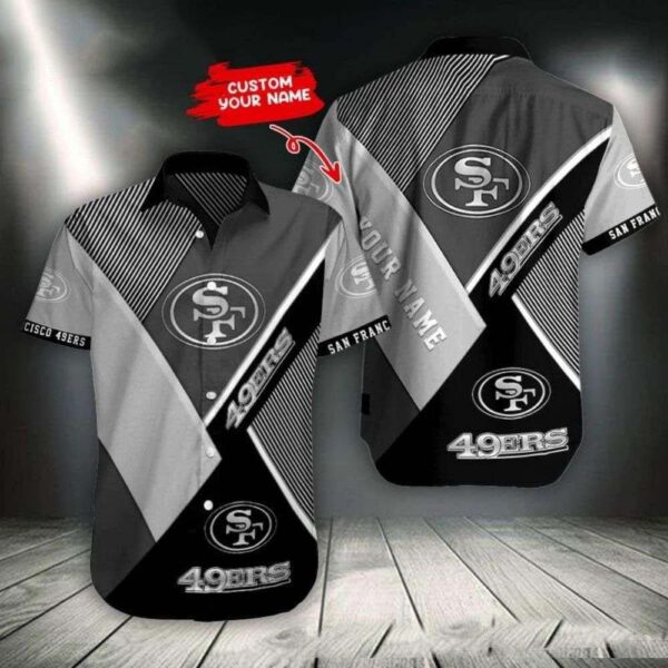 Sleek Silver Black Niners Precision Custom Hawaiian Shirt