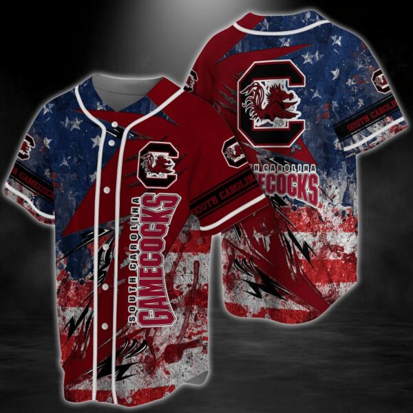 South Carolina Gamecocks NCAA Baseball Jersey Shirt US Flag