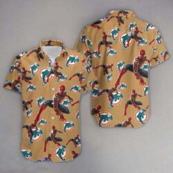 Spiderman Exclusive Avengers Fashion Hawaiian Camp Shirt Miami Dolphins Nfl