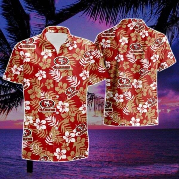 Sunset Palms 49ers Red Hawaiian Aloha Shirt