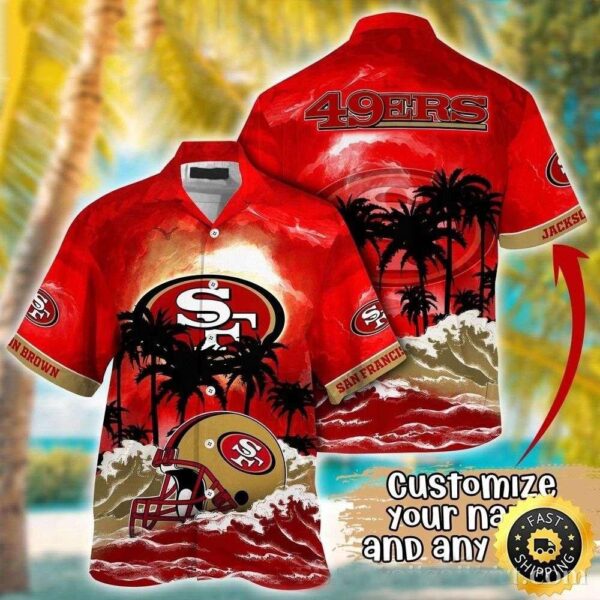 Sunset Palms 49ers Retreat – San Francisco 49ers Hawaiian Shirt