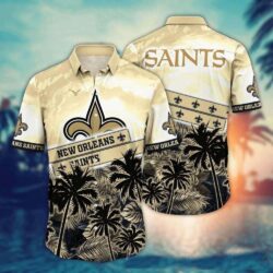 Sunset Palms And New Orleans Saints Badge Hawaiian Shirt