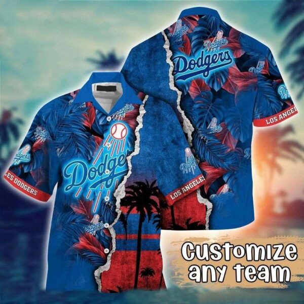 Sunset Palms LA Dodgers Aloha Button-Up Shirt – Vibrant MLB Design