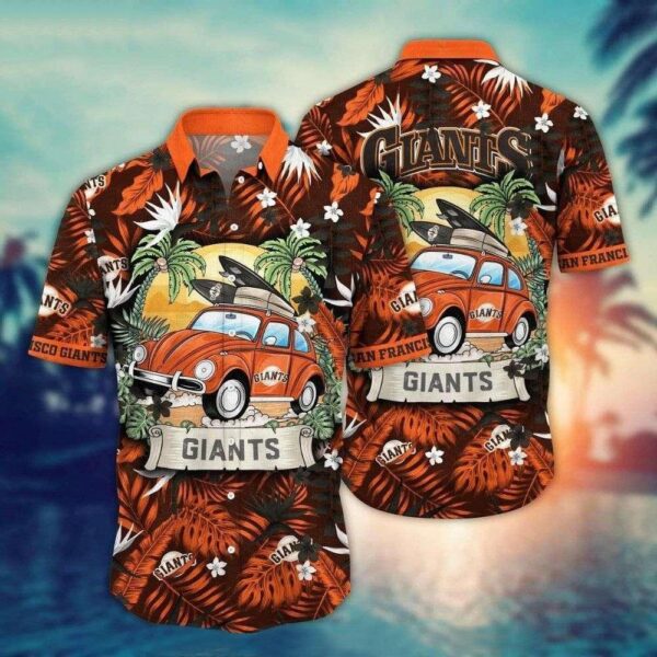 Surf’s Up San Francisco Giants Hawaiian Shirt – Vintage Car And Palm Print