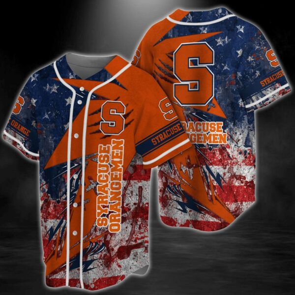 Syracuse Orange NCAA Baseball Jersey Shirt US Flag