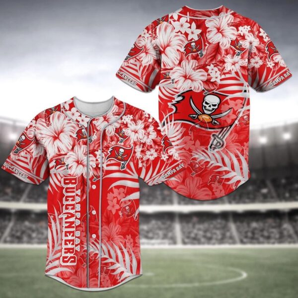 Tampa Bay Buccaneers Floral Print Baseball Jersey Shirt