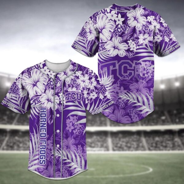 TCU Horned Frogs NCAA Baseball Jersey Shirt Flower