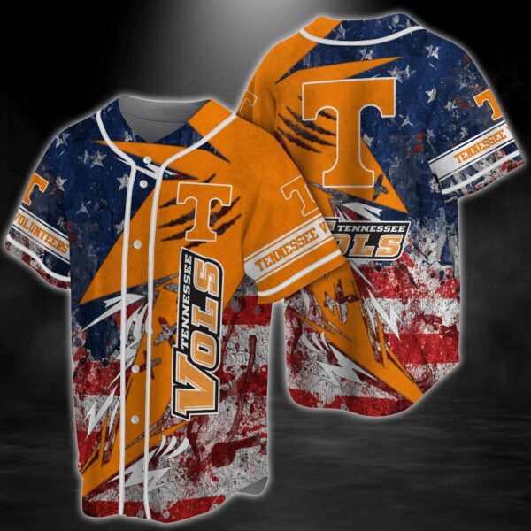 Tennessee Volunteers NCAA Baseball Jersey Shirt US Flag