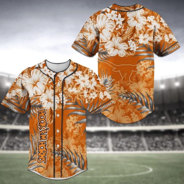 Texas Longhorns NCAA Baseball Jersey Shirt Flower