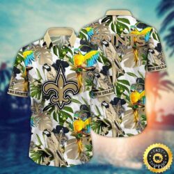 Tropical Birds And New Orleans Saints Logo PrintHawaiian Shirt