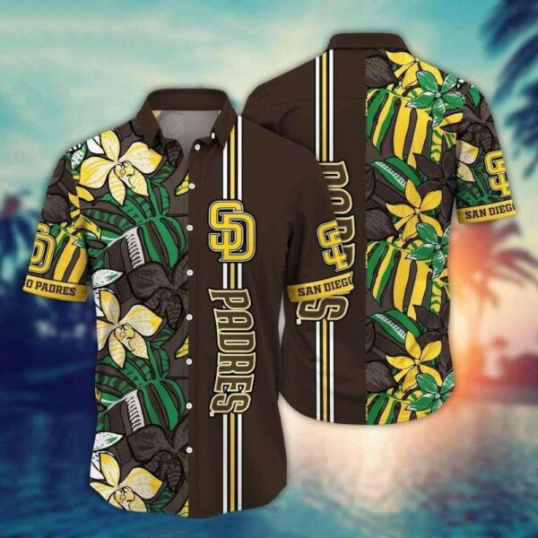 Tropical Florals And Stripes – Padres Aloha Button-Up Shirt