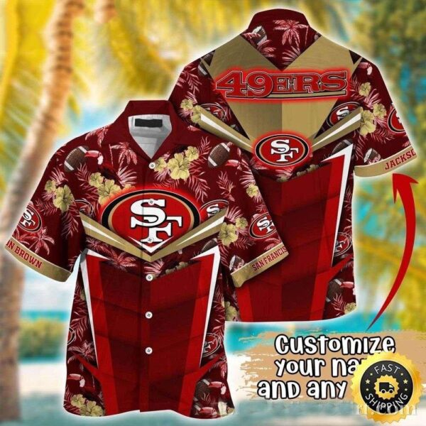 Tropical Gridiron Glory – San Francisco 49ers PersonalizedHawaiian Shirt