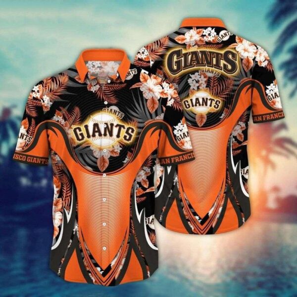 Tropical Hibiscus Wave SF Giants Aloha Shirt – Black And Orange Sunset