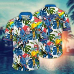 Tropical Parrot Print Los Angeles Dodgers Hawaiian Shirt