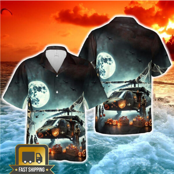 US Army Helicopter Halloween Hawaiian Shirt