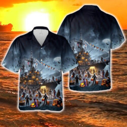 US Navy Ships Halloween Hawaiian Shirt