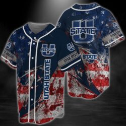 Utah State Aggies NCAA Baseball Jersey Shirt US Flag