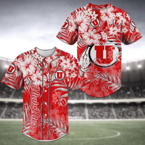 Utah Utes NCAA Baseball Jersey Shirt Flower