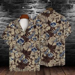 Vintage Tan Dodgers Baseball Emblem Aloha Shirt