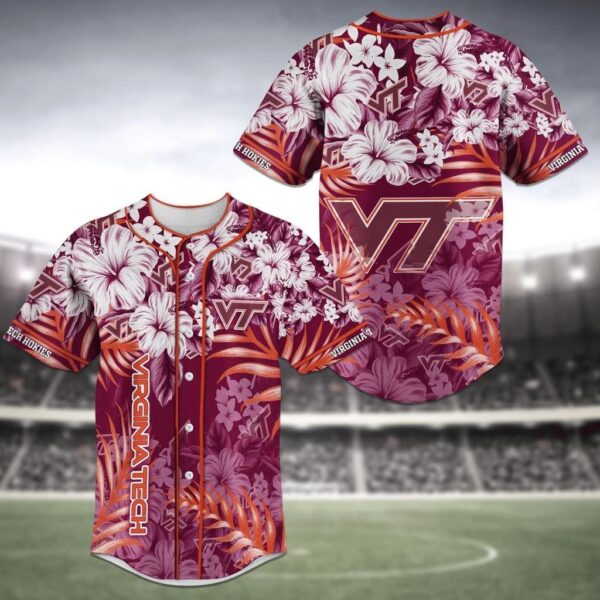 Virginia Tech Hokies NCAABaseball Jersey Shirt Flower