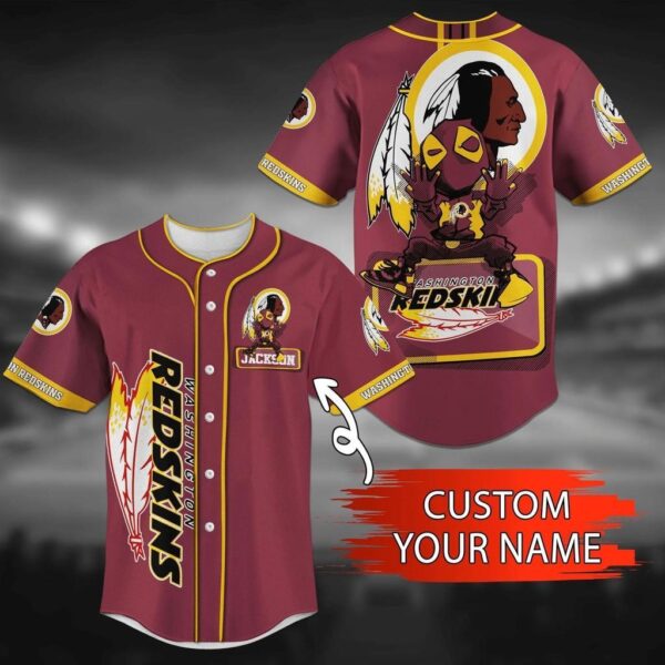 Washington Redskins NFL Custom Name Baseball Jersey Shirt V1