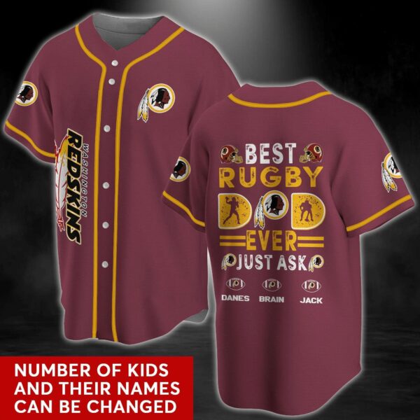 Washington Redskins NFL Custom Name Baseball Jersey Shirt V5