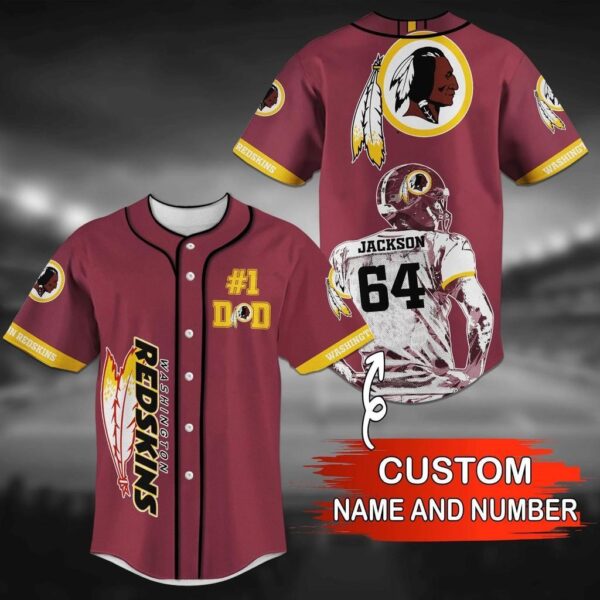 Washington Redskins NFL Custom Name Baseball Jersey Shirt V6