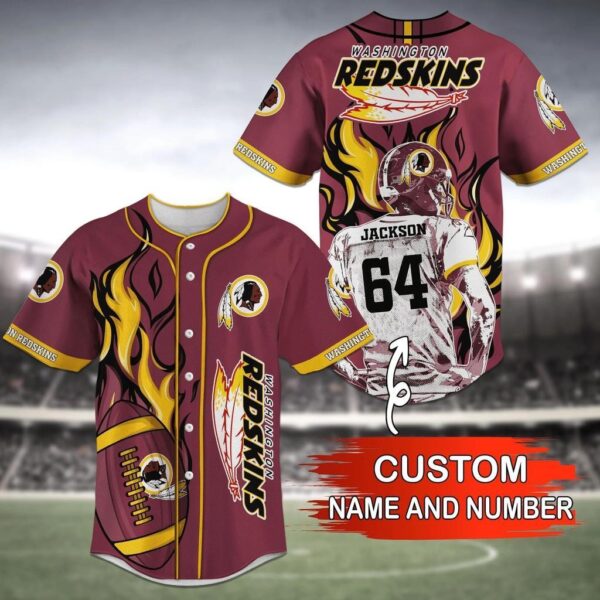 Washington Redskins NFL Custom Name Baseball Jersey Shirt V9