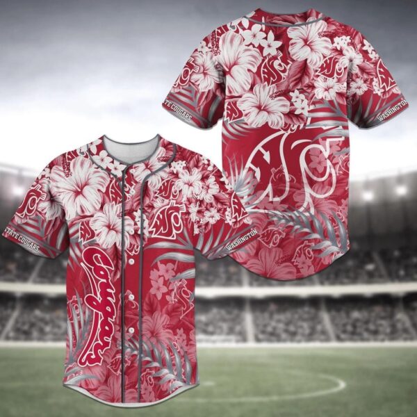 Washington State Cougars NCAA Baseball Jersey Shirt Flower