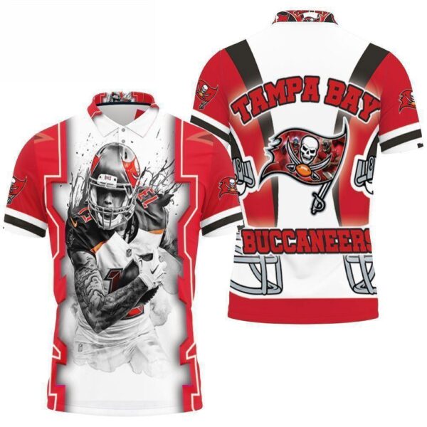 #13 Mike Evans Tampa Bay Buccaneers Nfc South Division Champions Super Bowl Black And White 3d Polo Shirt