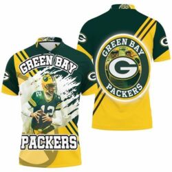 Aaron Rodgers 12 Green Bay Packers Illustrated For Fans Polo Shirt