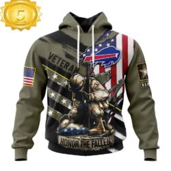 Custom Name And Number NFL Buffalo Bills Veterans Honor The Fallen 3D Hoodie Shirt