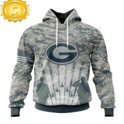 Custom Name And Number NFL Green Bay Packers Honor US Air Force Veterans 3D Hoodie Shirt