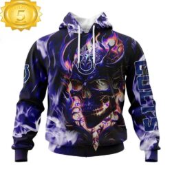 Custom Name And Number NFL Indianapolis Colts Skull Happy Halloween 3D Hoodie Shirt