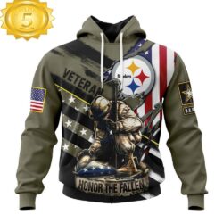 Custom Name And Number NFL Pittsburgh Steelers Veterans Honor The Fallen 3D Hoodie Shirt