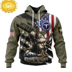 Custom Name And Number NFL Tennessee Titans Veterans Honor The Fallen 3D Hoodie Shirt