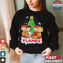 Official Peanuts Characters X Calgary Flames Merry Christmas Shirt - Image 1 - rugbyfanstore.com