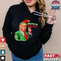 Ill be home for Christmas funny Santa Claus Trump 2024 Shirt - Image 1 - rugbyfanstore.com