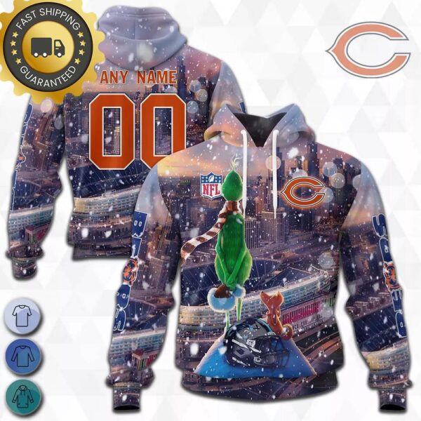 custom name and number chicago bears nfl grinch all over print hoodie shirt musicdope80s com ada1a67