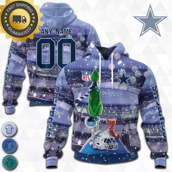 custom name and number dallas cowboys nfl grinch all over print hoodie shirt musicdope80s com f3b12f1