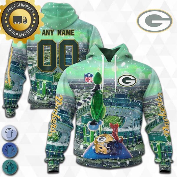 custom name and number green bay packers nfl grinch all over print hoodie shirt musicdope80s com e4e14c1