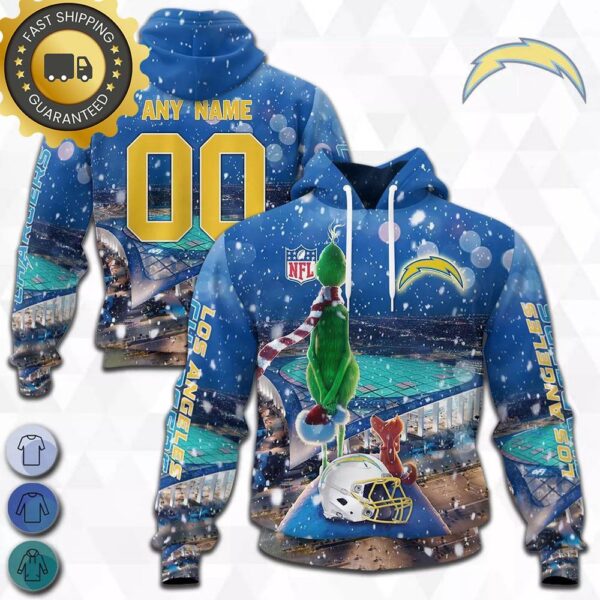 custom name and number los angeles chargers nfl grinch all over print hoodie shirt musicdope80s com dfe1952